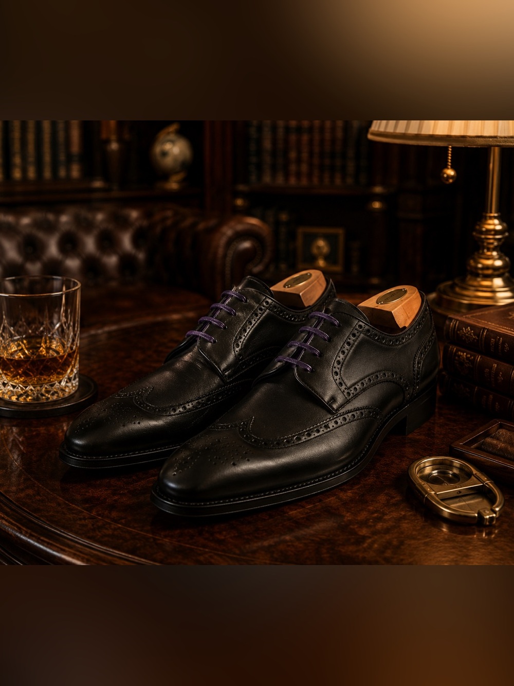 Magnanni Men’s Black Leather Wingtip Brogues - Size 9.5 M - Made in Spain